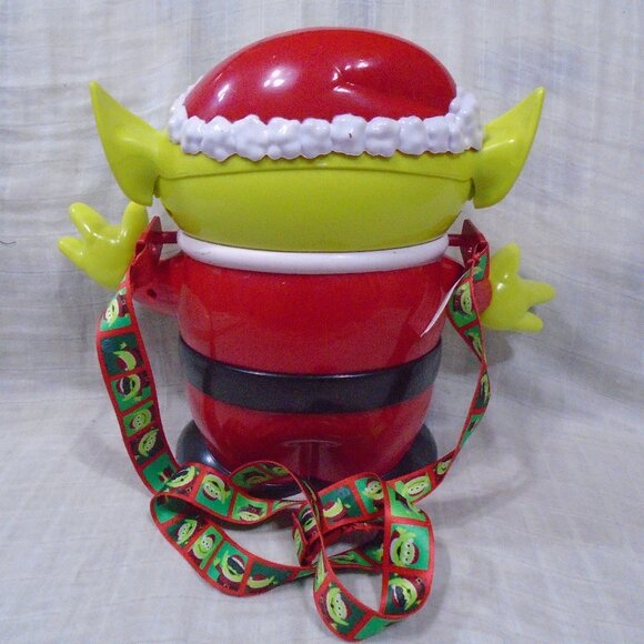 Disney Parks World Christmas Santa Toy Story Pizza Planet Alien Popcorn Bucket - Picture 2 of 3